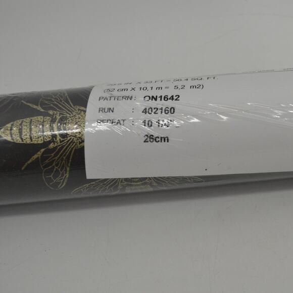York Wall Honey Bee Gray Wall Paper ON1642 Gold Black 1 Roll - Picture 8 of 14